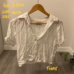 Pull&Bear Cropped Short Sleeved Button Up